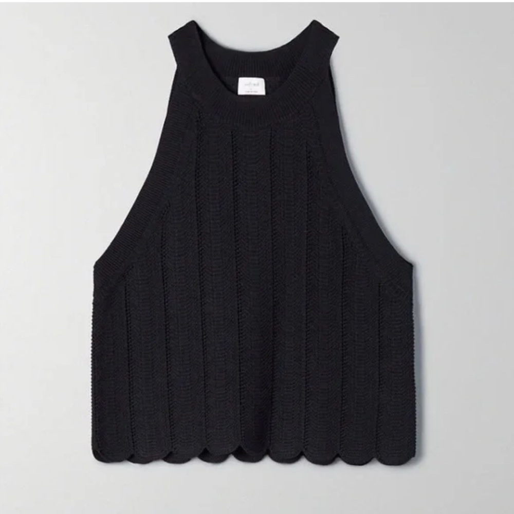 Black Sleeveless Halter Knit Top